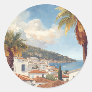 Sticker Rond Îles Baléares Voyage Vintage Français