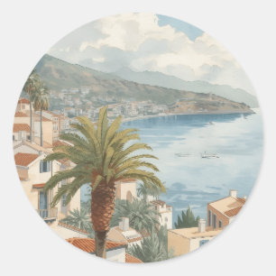 Sticker Rond Îles Baléares Voyage Vintage Français