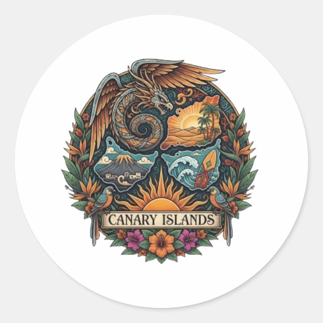 STICKER ROND ÎLES CANARIES (Devant)