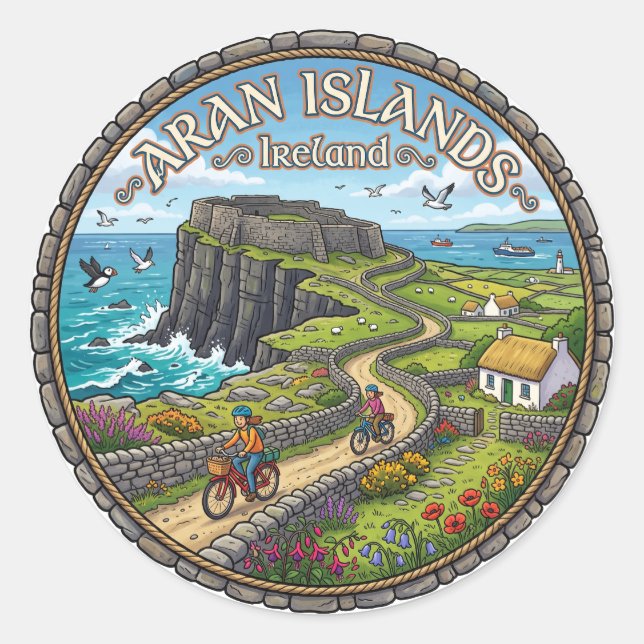 Sticker Rond Îles d'Aran Irlande (Devant)