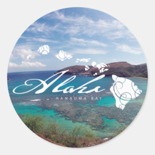 Sticker Rond Îles d'Hawaï et baie de Hanauma