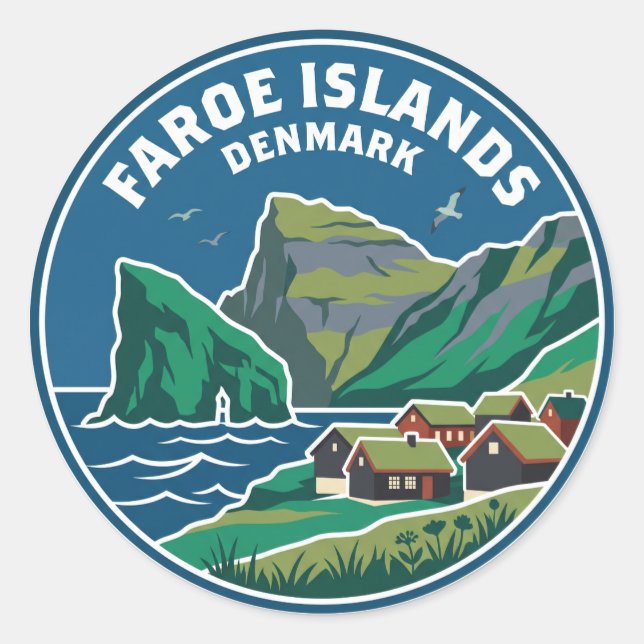 Sticker Rond Îles Féroé Danemark (Devant)