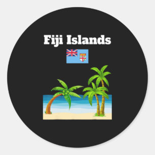 Sticker Rond Îles Fidji Amoureux Voyage Souvenir Drapeau Fidjie