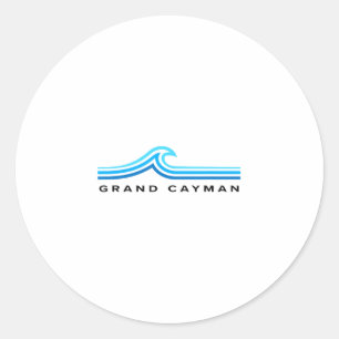 Sticker Rond Îles Grand Cayman Vagues Vintage Hommes Femmes Gar