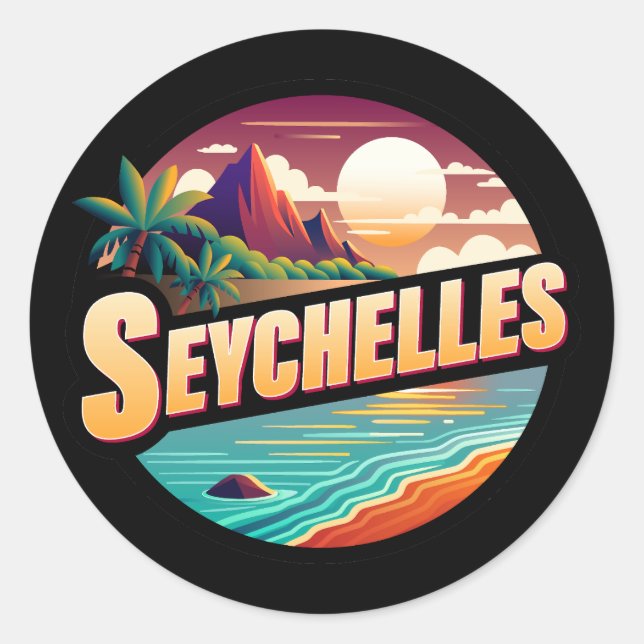 Sticker Rond Îles Seychelles Océan Indien (Devant)