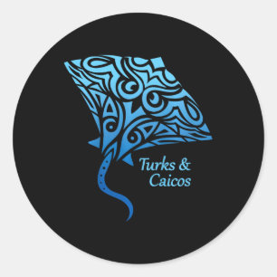 Sticker Rond Îles Turques-et-Caïques Stingray Garçons Filles Va