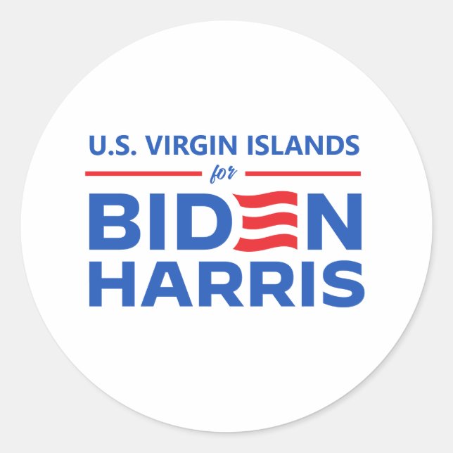 Sticker Rond Îles Vierges américaines pour Biden Harris (Devant)