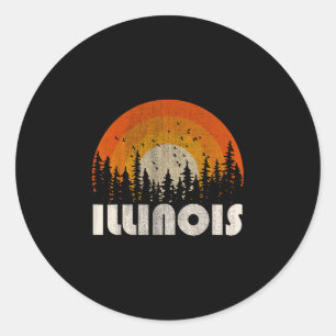 Sticker Rond Illinois - nature drôle vintage randonnée 60s 70s