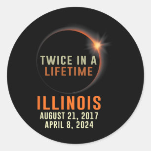 Sticker Rond Illinois Total Éclipse Solaire Deux Fois Dans Une