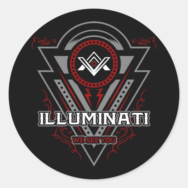 Sticker Rond Illuminati Nous Vous Voyons Tous Voir L'Oeil (Devant)