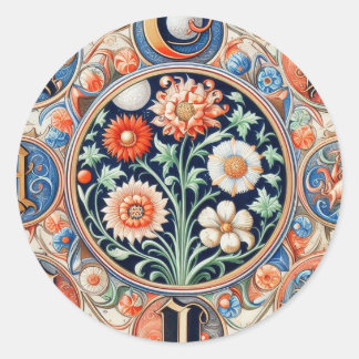 Sticker Rond Illumination médiévale