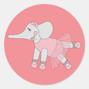 Sticker Rond illusima Ballerina Elephant Peach