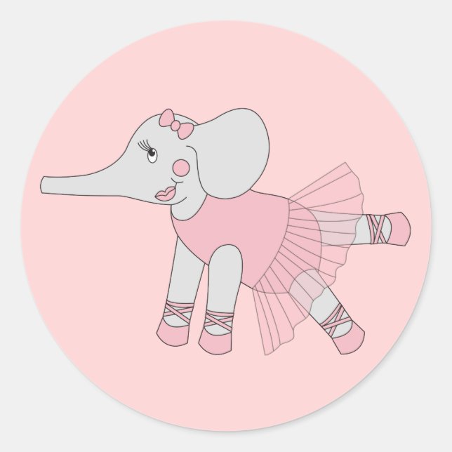Sticker Rond illusima Ballerina Elephant rose clair (Devant)
