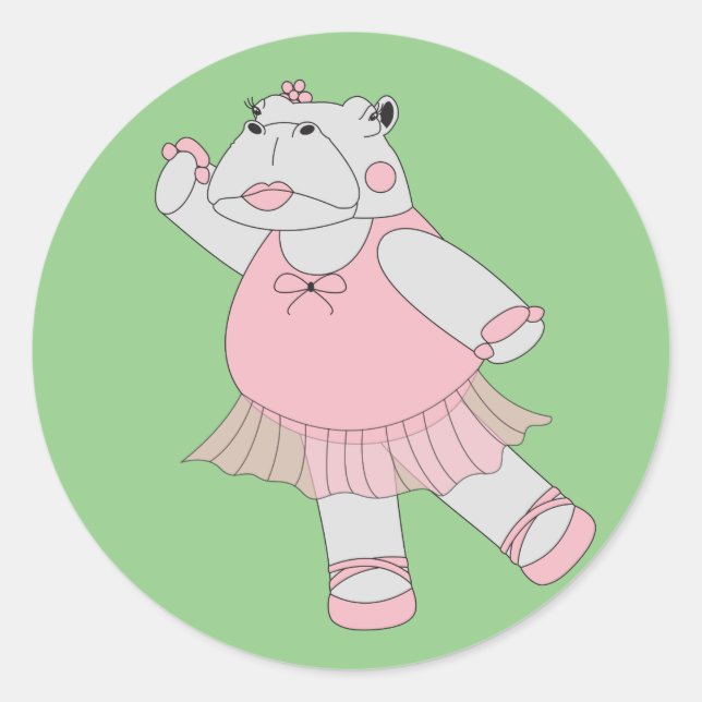 Sticker Rond illusima Ballerina Hippo Green (Devant)