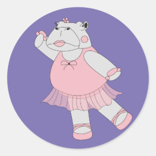 Sticker Rond illusima Ballerina Hippo violet