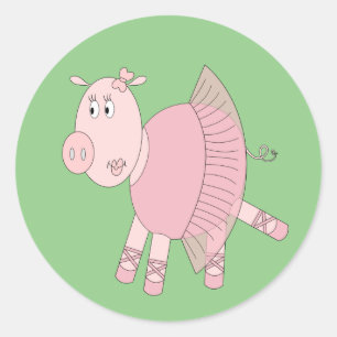 Sticker Rond illusima Ballerina Piggy Green