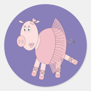 Sticker Rond illusima Ballerina Piggy Purple