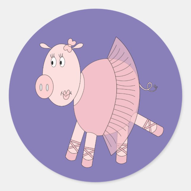 Sticker Rond illusima Ballerina Piggy Purple (Devant)