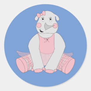 Sticker Rond illusima Ballerina Rhino bleu