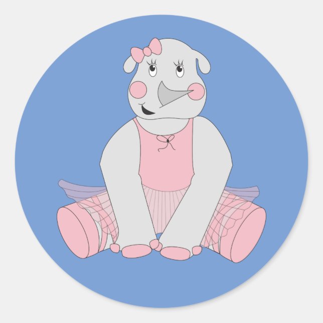 Sticker Rond illusima Ballerina Rhino bleu (Devant)