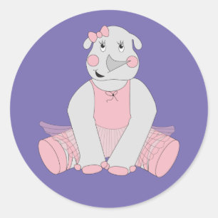 Sticker Rond illusima Ballerina Rhino pourpre