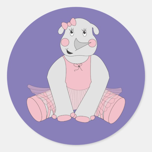 Sticker Rond illusima Ballerina Rhino pourpre (Devant)