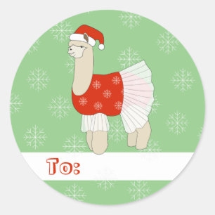 Sticker Rond illusima Ballet Lama Flocons de Neige Vert