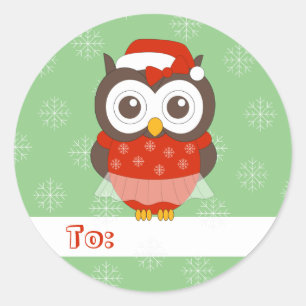 Sticker Rond illusima Chouette Ballerine Noël Flocons de Neige