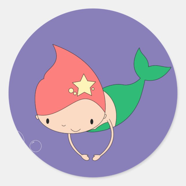 Sticker Rond illusima Coton bonbon sirène violet (Devant)