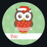 Sticker Rond illusima Owl Ballerina Christmas Snowflakes Green<br><div class="desc">illusima Ballerina Owl Christmas Snowflakes Light Green Stickers Étiquette est la touche finale parfaite à un cadeau de Noël, un cadeau de Père Noël secret, un cadeau de Noël, un cadeau de cadeau de Noël, un sac cadeau de Noël ou un sac de faveur pour les enfants à une fête...</div>
