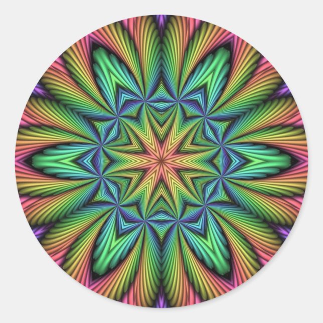 Sticker Rond Illusion arc-en-ciel Mandala (Devant)