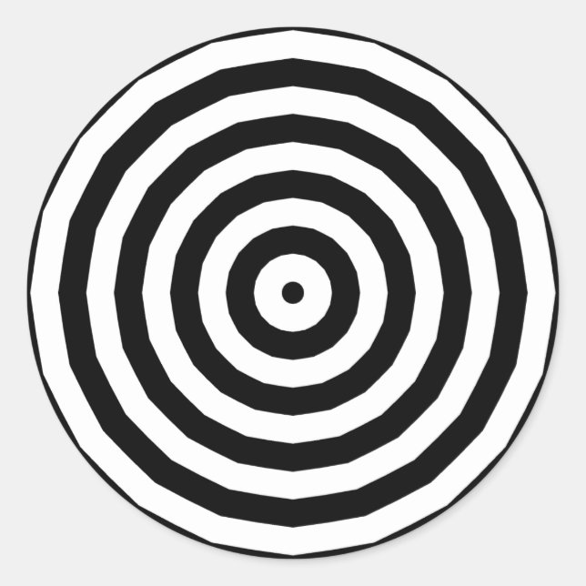 Sticker Rond Illusion d'optique de cercles concentriques noir e (Devant)