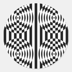 Sticker Rond Illusion géométrique noire et blanche 003