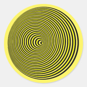 Sticker Rond illusion optique 3D Cercle vibré jaune