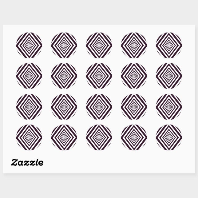 Sticker Rond Illusion optique diamant noir et blanc (Feuille)