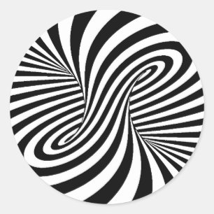 STICKER ROND ILLUSION OPTIQUE MOTIF DE ZEBRA BLANC NOIR