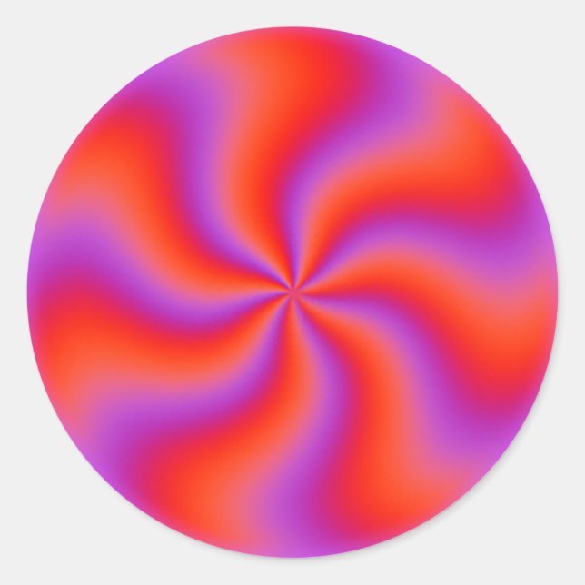 Sticker Rond Illusion Optique Spirale Hypnotique Néon Drôle (Devant)