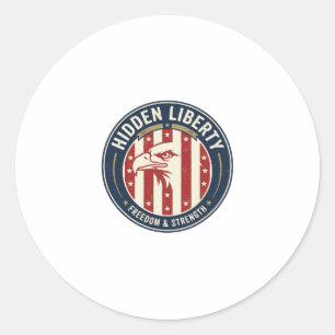Sticker Rond Illusion Patriotique de Liberté Cachée
