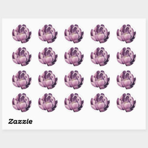 Sticker Rond Illustration aquarelle de tulipe pourpre