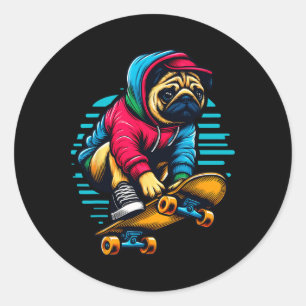 Sticker Rond Illustration artistique d'un propriétaire de chien