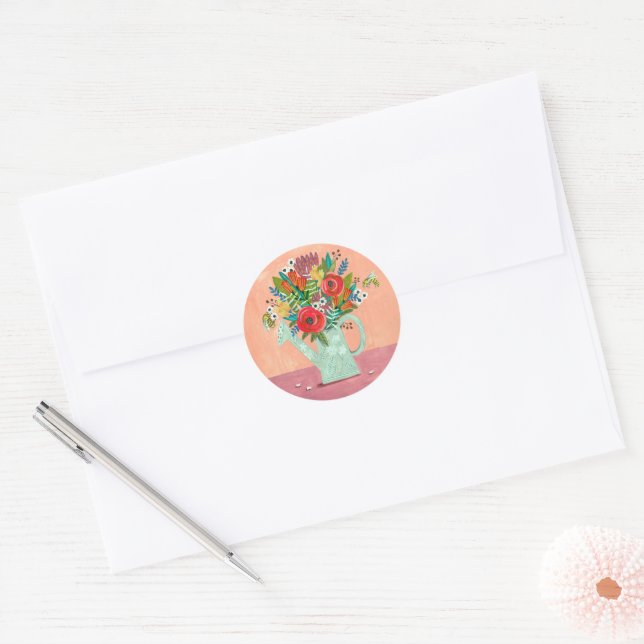 Sticker Rond Illustration Boho Flowers (Enveloppe)
