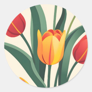 Sticker Rond Illustration Bold Tulip