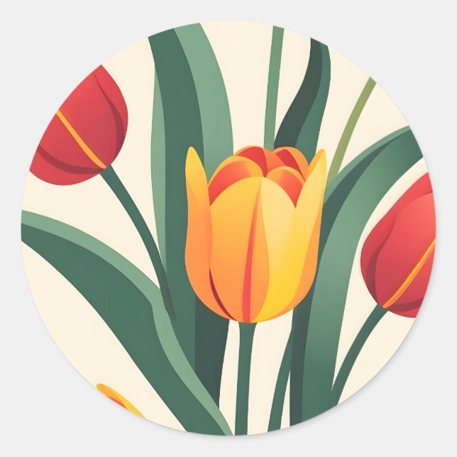 Sticker Rond Illustration Bold Tulip (Devant)