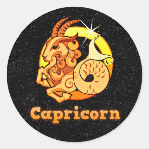 Sticker Rond Illustration Capricorne