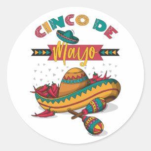 Sticker Rond Illustration Cinco De Mayo, 1/2