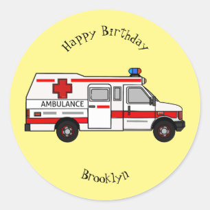Sticker Rond Illustration d'ambulance