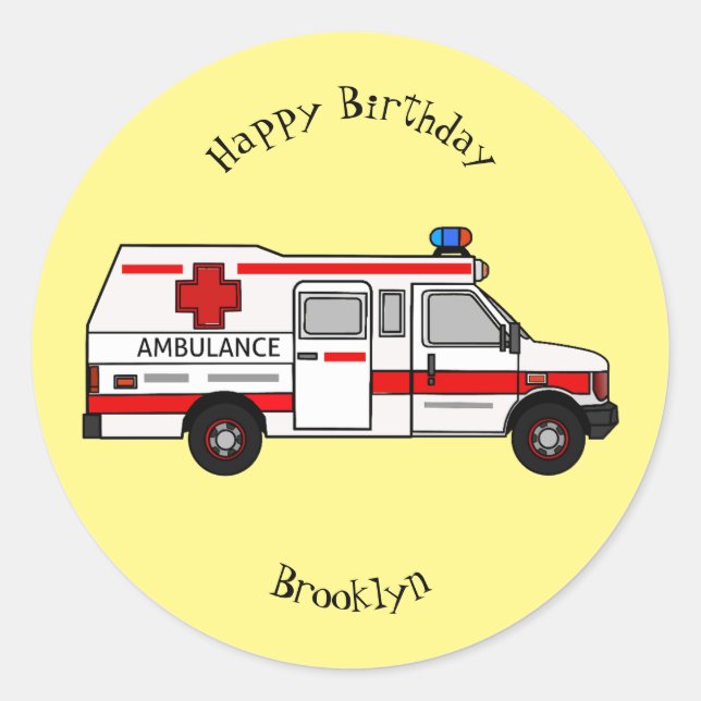 Sticker Rond Illustration d'ambulance (Devant)