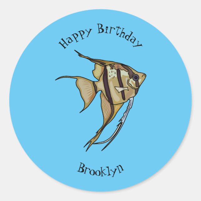 Sticker Rond Illustration d'angelfish (Devant)
