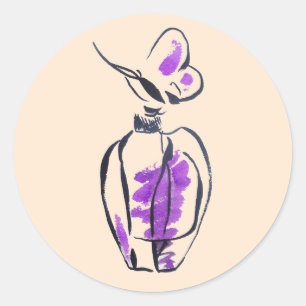 Sticker Rond Illustration d'aquarelle de mode de bouteille de p