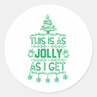 Sticker Rond Illustration d'arbre de Noël Drôle Noël Dire pour